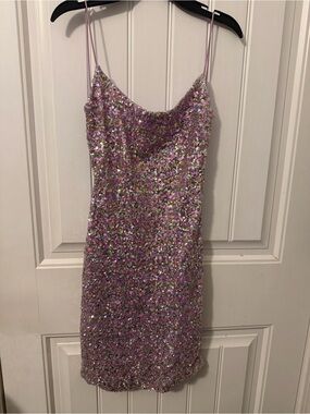 B.Darlin Lavender Sequin Slip short mini party Dress size 5/6